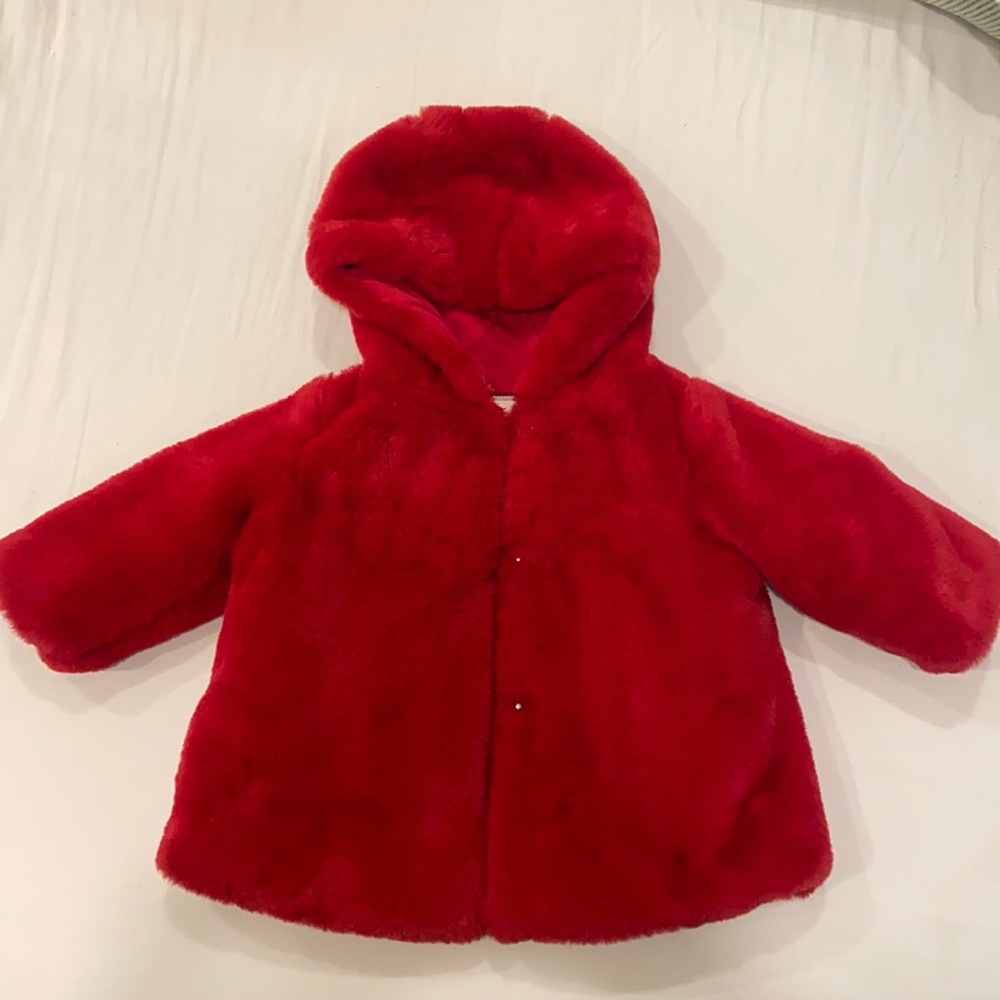 Baby red faux fur coat